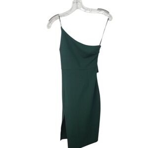 Hello Molly One Shoulder Emerald Green Party Cocktail‎ Mini Dress - US 4